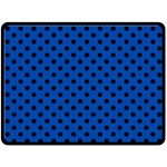 Polka Dots - Black on Cobalt Blue Double Sided Fleece Blanket (Large) (Two Sides)