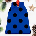 Polka Dots - Black on Cobalt Blue Bell Ornament (Two Sides)
