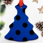 Polka Dots - Black on Cobalt Blue Ornament (Christmas Tree)