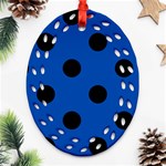 Polka Dots - Black on Cobalt Blue Ornament (Bell) Ornament (Oval Filigree)