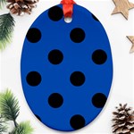 Polka Dots - Black on Cobalt Blue Ornament (Oval)