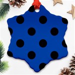 Polka Dots - Black on Cobalt Blue Ornament (Snowflake)