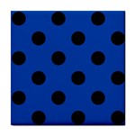 Polka Dots - Black on Cobalt Blue Tile Coaster