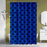 Polka Dots - Black on Cobalt Blue Shower Curtain 48  x 72  (Small)