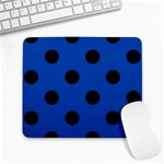 Polka Dots - Black on Cobalt Blue Large Mousepad