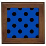 Polka Dots - Black on Cobalt Blue Framed Tile