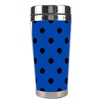 Polka Dots - Black on Cobalt Blue Stainless Steel Travel Tumbler