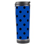 Polka Dots - Black on Cobalt Blue Travel Tumbler