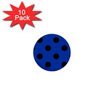 Polka Dots - Black on Cobalt Blue 1  Mini Button (10 pack)