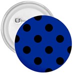 Polka Dots - Black on Cobalt Blue 3  Button