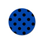 Polka Dots - Black on Cobalt Blue Magnet 3  (Round)