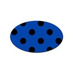 Polka Dots - Black on Cobalt Blue Sticker Oval (10 pack)