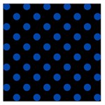 Polka Dots - Cobalt Blue on Black Large Satin Scarf (Square)