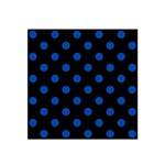 Polka Dots - Cobalt Blue on Black Satin Bandana Scarf