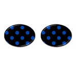Polka Dots - Cobalt Blue on Black Cufflinks (Oval)
