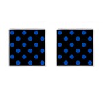 Polka Dots - Cobalt Blue on Black Cufflinks (Square)