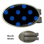 Polka Dots - Cobalt Blue on Black Money Clip (Oval)