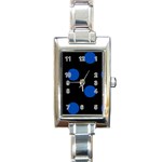 Polka Dots - Cobalt Blue on Black Rectangle Italian Charm Watch