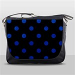 Polka Dots - Cobalt Blue on Black Messenger Bag