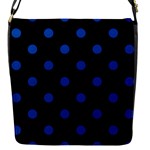 Polka Dots - Cobalt Blue on Black Flap Closure Messenger Bag (S)