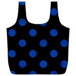 Polka Dots - Cobalt Blue on Black Full Print Recycle Bag (XL)