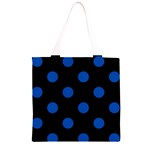 Polka Dots - Cobalt Blue on Black Grocery Light Tote Bag