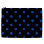 Polka Dots - Cobalt Blue on Black Cosmetic Bag (XXL)