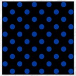 Polka Dots - Cobalt Blue on Black Canvas 20  x 20 