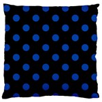 Polka Dots - Cobalt Blue on Black Standard Flano Cushion Case (One Side)