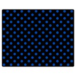 Polka Dots - Cobalt Blue on Black Double Sided Flano Blanket (Medium)
