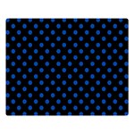 Polka Dots - Cobalt Blue on Black Double Sided Flano Blanket (Large)