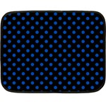 Polka Dots - Cobalt Blue on Black Double Sided Fleece Blanket (Mini)