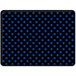 Polka Dots - Cobalt Blue on Black Fleece Blanket (Large) (One Side)
