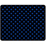Polka Dots - Cobalt Blue on Black Double Sided Fleece Blanket (Medium) (Two Sides)