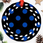 Polka Dots - Cobalt Blue on Black Ornament (Round Filigree)