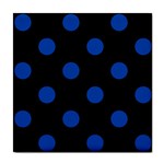 Polka Dots - Cobalt Blue on Black Tile Coaster