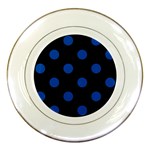 Polka Dots - Cobalt Blue on Black Porcelain Plate