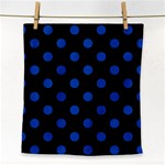 Polka Dots - Cobalt Blue on Black Face Towel