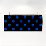 Polka Dots - Cobalt Blue on Black Hand Towel