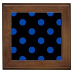 Polka Dots - Cobalt Blue on Black Framed Tile
