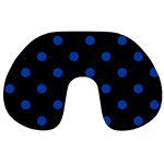 Polka Dots - Cobalt Blue on Black Travel Neck Pillow