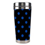 Polka Dots - Cobalt Blue on Black Stainless Steel Travel Tumbler