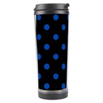 Polka Dots - Cobalt Blue on Black Travel Tumbler