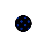 Polka Dots - Cobalt Blue on Black 1  Mini Button