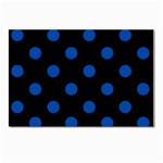 Polka Dots - Cobalt Blue on Black Postcard 4  x 6 