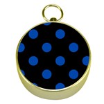 Polka Dots - Cobalt Blue on Black Gold Compass