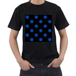 Polka Dots - Cobalt Blue on Black Men s T-Shirt (Black)