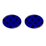Polka Dots - Black on Dark Blue Cufflinks (Oval)