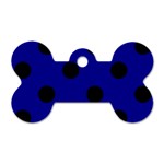 Polka Dots - Black on Dark Blue Dog Tag Bone (One Side)