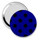 Polka Dots - Black on Dark Blue 3  Handbag Mirror